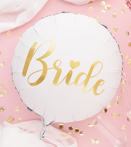 Folienballon "Bride" - weiß & gold - 45 cm