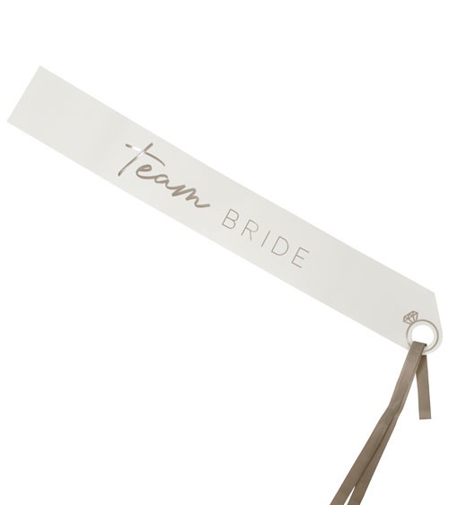 Schärpen "Team Bride" aus Papier - weiß, silber - 6 Stück