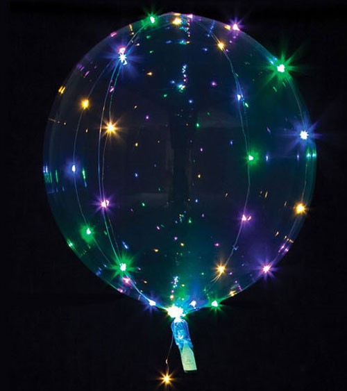 Leuchtender Kugelballon mit LED - bunt - 45 cm