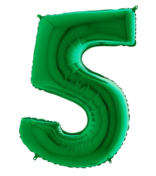 Folienballon Zahl "5" - metallic green - 102 cm