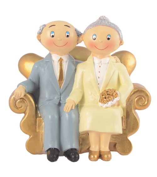 Deko-Figur "Goldenes Hochzeitspaar auf Couch" - 15 cm