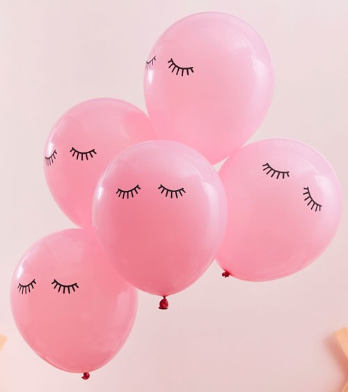 Luftballons "Sleepy Eyes" - rosa - 5 Stück