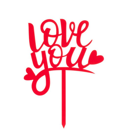 Cake-Topper aus Acryl "love you" - rot