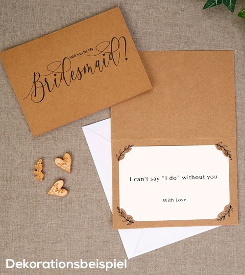 Kraftpapier-Karten "Will you be my Bridesmaid?" - 3 Stück
