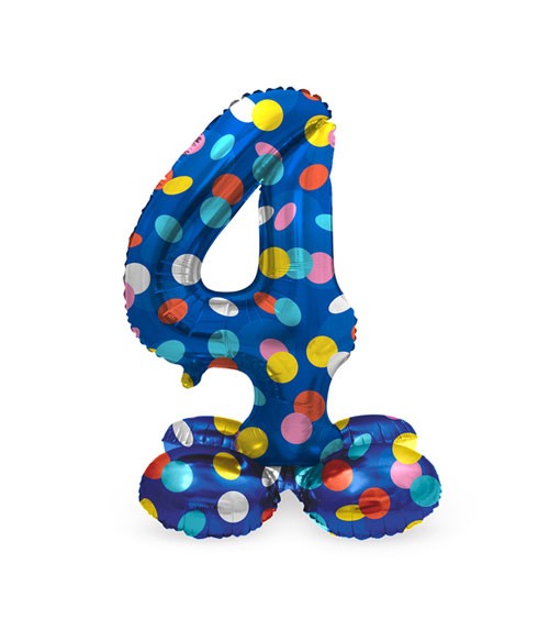 Stehender Folienballon Zahl "4" - Colorful Dots - 41 cm