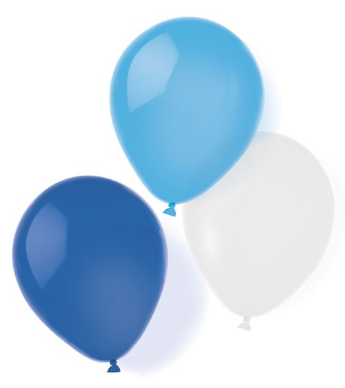 Luftballon-Set "Farbmix Blau - 25,4 cm - 8-teilig