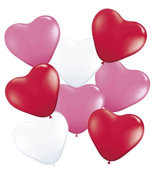 Herz-Luftballon-Set - 25 cm - rot/pink/weiß - 8-teilig