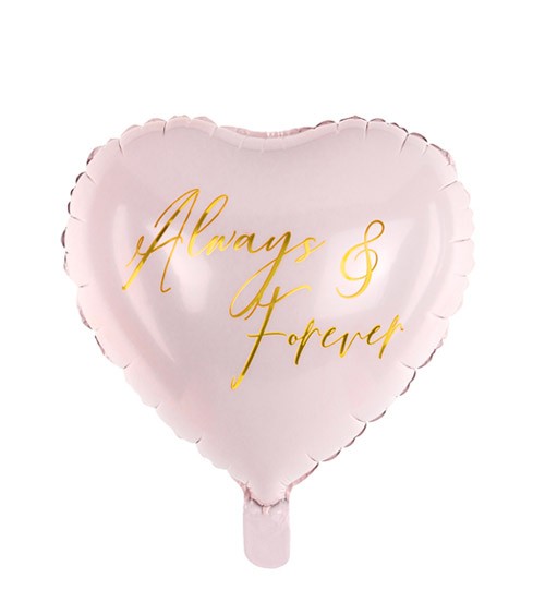 Herz-Folienballon "Always & Forever" - rosa, gold - 45 cm