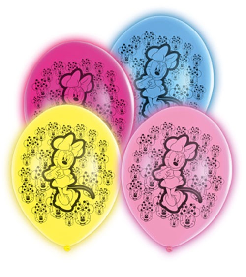 LED-Luftballon-Set "Minnie Mouse" - bunt - 27,5 cm - 5 Stück