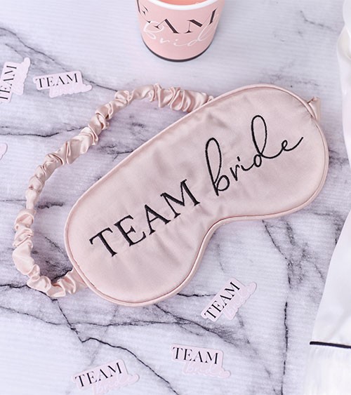 Schlafmaske aus Satin "Team Bride" - blush