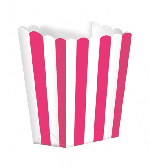 Popcornboxen mit Streifen - pink - 5 Stück