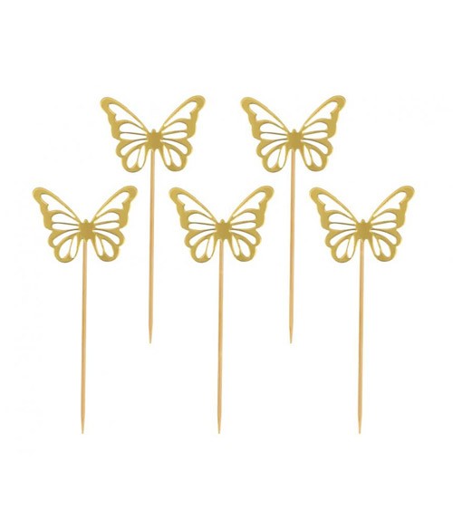Picks "Schmetterlinge" - gold - 12 Stück