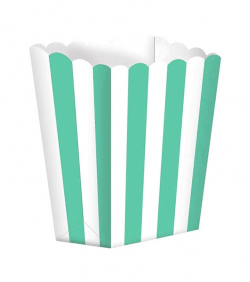 Popcornboxen mit Streifen - türkis - 5 Stück