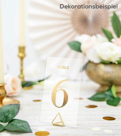 Transparente Tisch-Nummern 1 bis 20 - gold