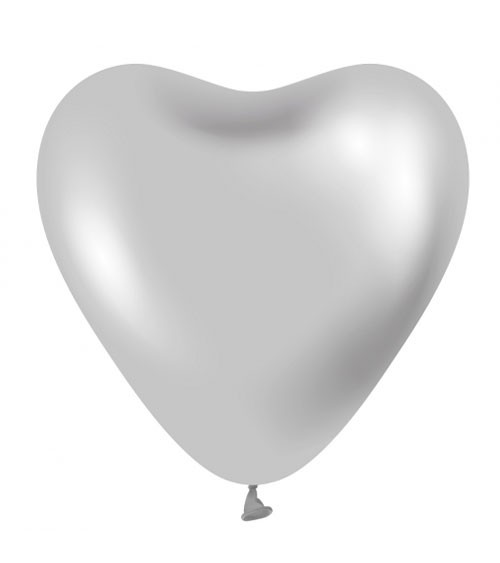 Herz-Luftballons - 30 cm - platin silber - 6 Stück