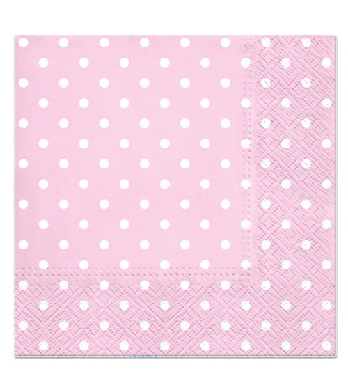 Servietten mit weißen Punkten - rosa - 20 Stück