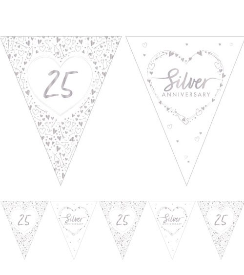 Wimpelgirlande aus Papier "Silver Anniversary" - 3,7 m