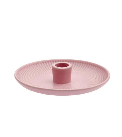Kerzenhalter aus Porzellan - rosa - 15 x 3,5 cm