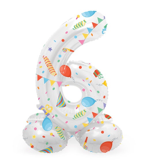 Stehender Folienballon Zahl "6" - Joyful Party - 72 cm