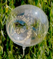 Kugelballon "Love" - transparent, gold - 60 cm