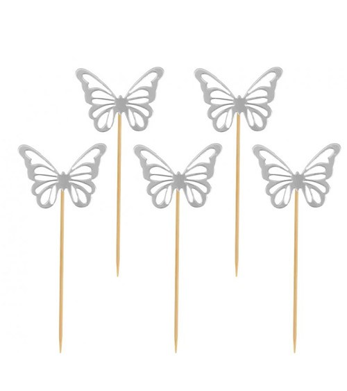 Picks "Schmetterlinge" - silber - 12 Stück