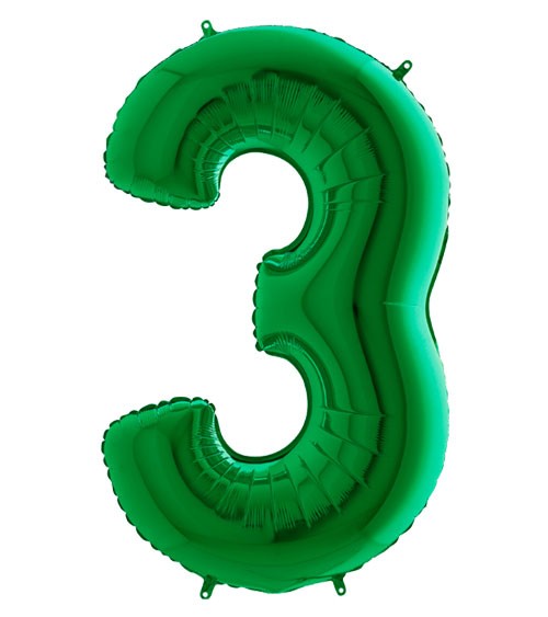 Folienballon Zahl "3" - metallic green - 102 cm