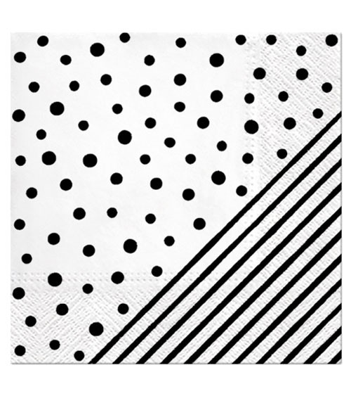 Servietten "Dots and Stripes" - schwarz - 20 Stück