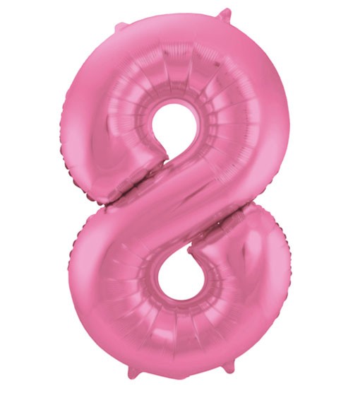 Zahl-Folienballon "8" - matt candy pink - 86 cm