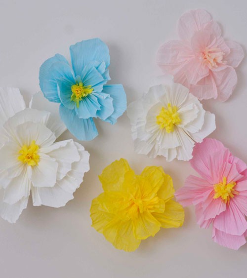 Blumen aus Seidenpapier - pastell - 15 - 30 cm - 6 Stück
