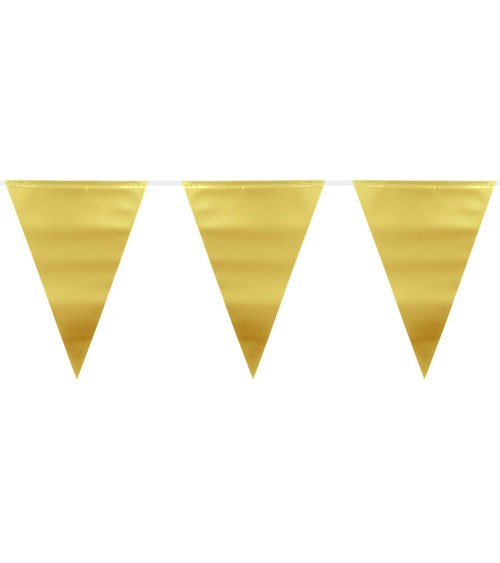 Wimpelgirlande aus Kunststoff - metallic gold - 6 m
