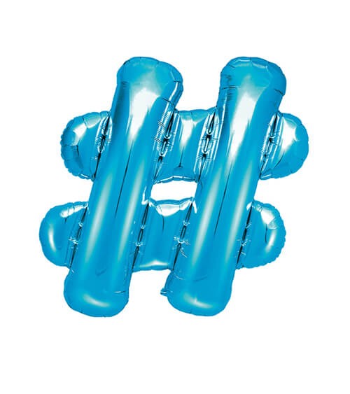 Folienballon Zeichen "#" - blau - 35 cm