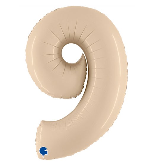 Folienballon Zahl "9" - satin creme - 102 cm