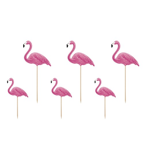 Cupcake-Picks "Aloha Party" - Flamingo - 6 Stück
