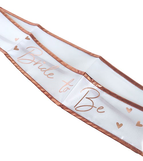 "Bride to be"-Schärpe aus Polyester - weiß & rosegold