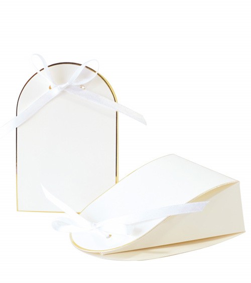 Gastgeschenkboxen - weiß, gold - 8 Stück