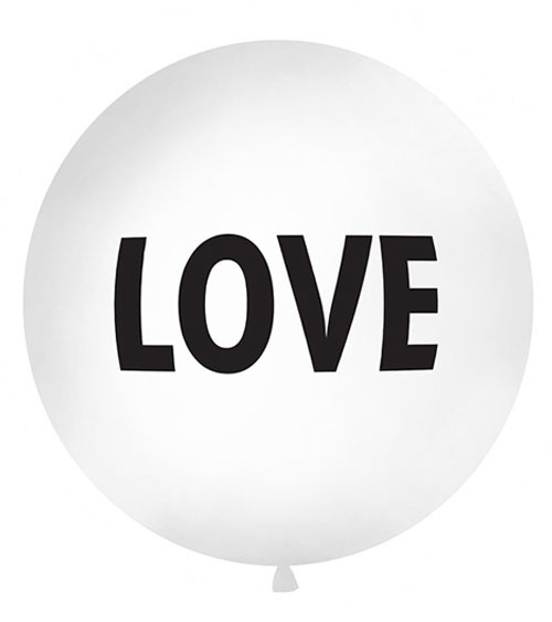 Riesenballon "LOVE" - weiß/schwarz - 1 m