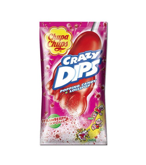 Chupa Chups Crazy Dips Lutscher - Erdbeere - 14 g