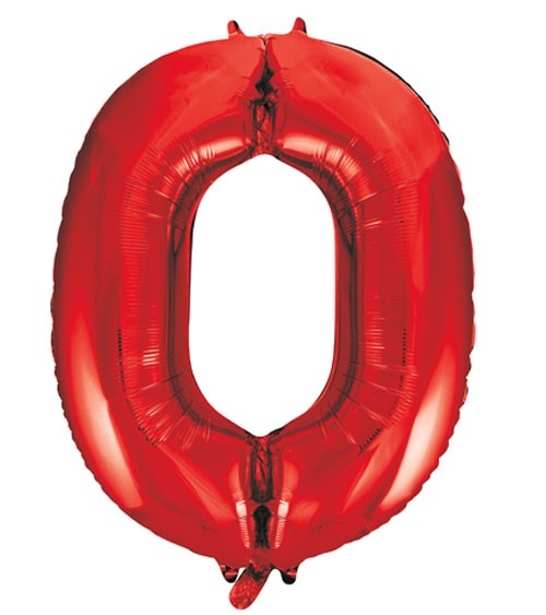 Supershape-Folienballon "0" - rot - 86 cm
