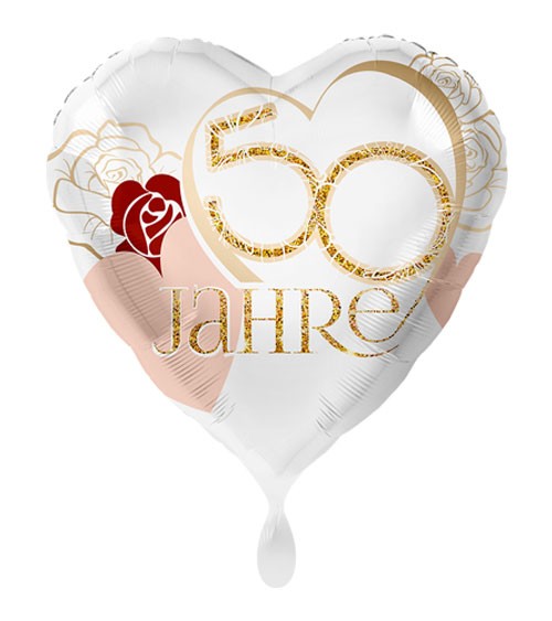 Herz-Folienballon mit Rosen "50 Jahre"