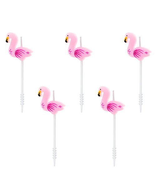 Kleine Kuchenkerzen "Flamingos" - 3 cm - 5 Stück