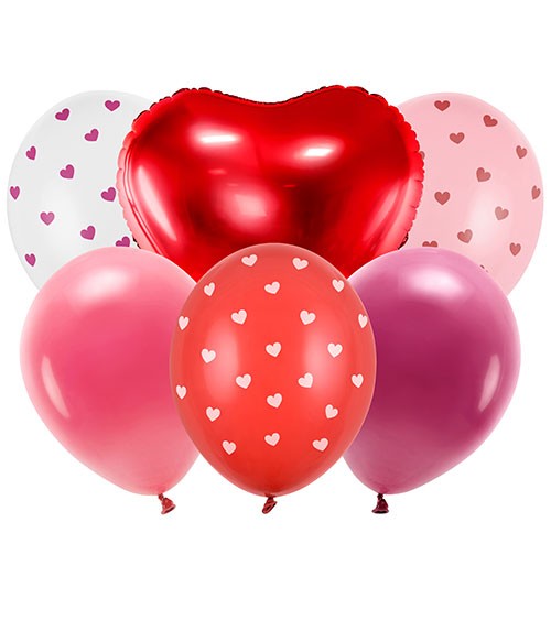 Luftballon-Set "Liebe" - Farbmix rot & rosa