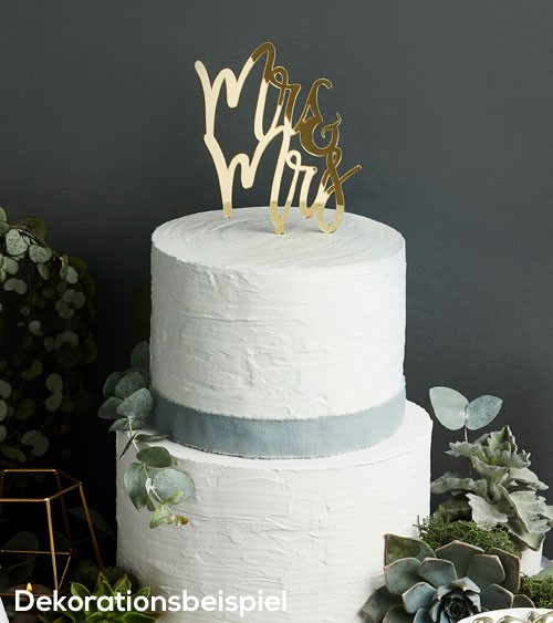 Cake Topper aus Acryl "Mr & Mrs" - metallic gold