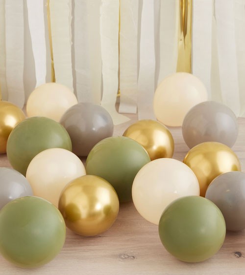 Mini-Luftballons - grün, metallic gold, grau, nude - 12 cm - 40 Stück