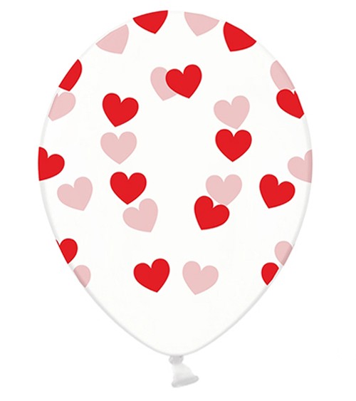 Luftballons "Rote Herzen" - transparent - 6 Stück