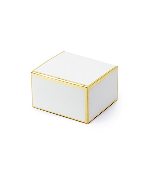 Gastgeschenkboxen mit goldenem Rand - weiß - 10 Stück