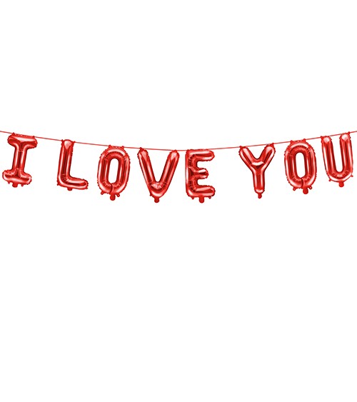 Folienballon-Schriftzug "I love you" - rot - 260 x 40 cm