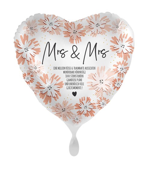 Herz-Folienballon Glückwünsche "Mrs. & Mrs." - 43 cm