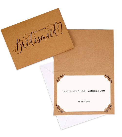 Kraftpapier-Karten "Will you be my Bridesmaid?" - 3 Stück