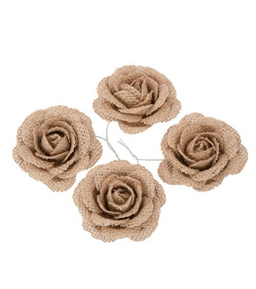 Rosenblüten aus Jute - 5,5 cm - 4 Stück