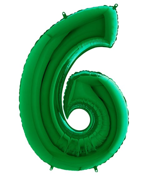 Folienballon Zahl "6" - metallic green - 102 cm
